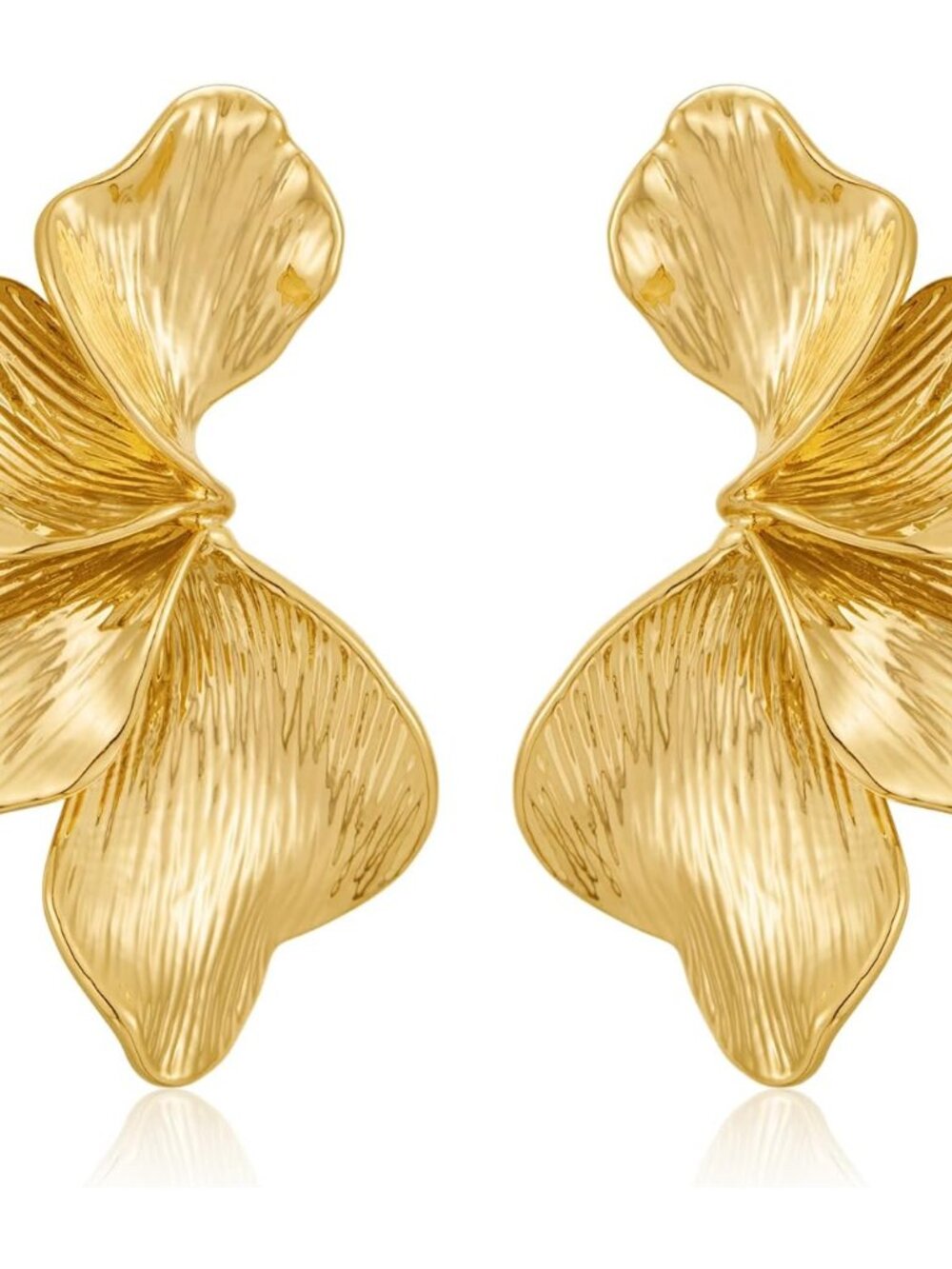 Chunky Gold Statement Earrings For Women Gold Plated Sectored Flower Leaf Shell